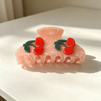 Jolies pinces à cheveux en acétate motif cerise et citron pour femmes, pinces requin pour les fêtes, vente en gros, personnalisables, accessoire