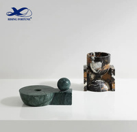 Porte-bougie en marbre noir gris naturel en gros, pot à bougie avec couvercle