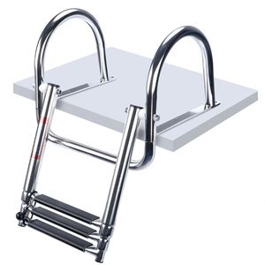 Stainless Steel Folding Marine Boarding for Yacht Swim <b>Platform</b> Telescoping Boat Ladder With Anti Slip <b>Steps</b> - Product Image 3