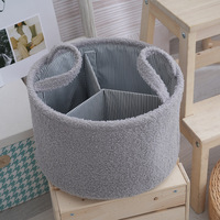Panier de rangement rond uni simple, grande capacité, avec poignées, pratique pour la maison