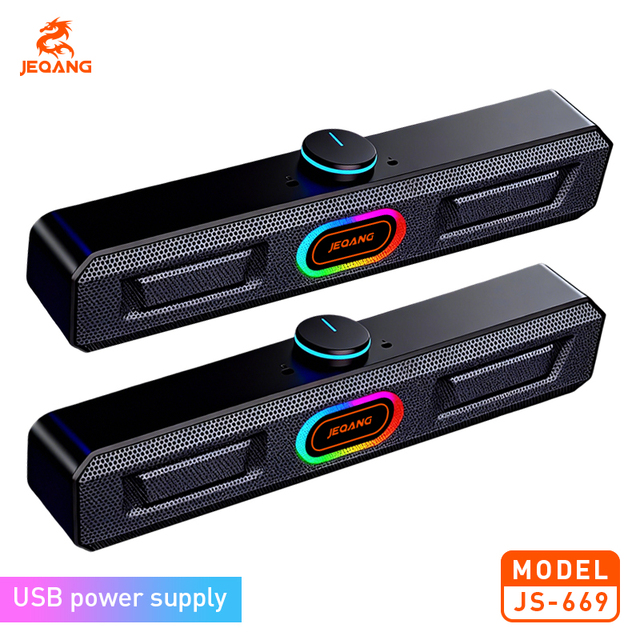 RGB Gaming Computer Speakers USB-Powered Plastic Desktop Stereo Hi-Fi Surround Sound LED Light Plug-and-Play 5-10W Two-way PC