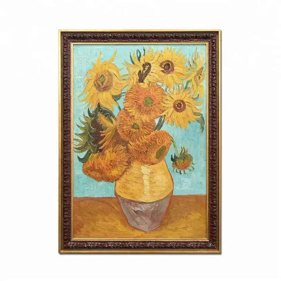 Girasoles abstractos reproducción pintada a mano ilustraciones famosas serie Van Gogh pintura al óleo