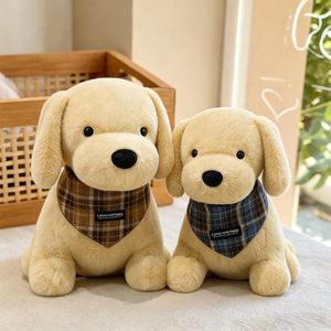 Peluche Suave de Perro Golden Retriever Grande, Muñeco de Peluche Adorable con Bufanda, Juguete de Regalo para Decoración de Dormitorio, Almohada Decorativa - Product Image 1