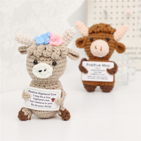 Mini Vache des Highlands Amusante en Crochet Art Déco avec Carte Positive pour Anniversaire, Décoration de Table, Décoration d'Intérieur, Cadeau pour Amis et Famille