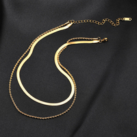 Collier ras du cou superposé en acier inoxydable plaqué or 18 carats avec chaîne torsadée et double chaîne serpent, bijoux délicats