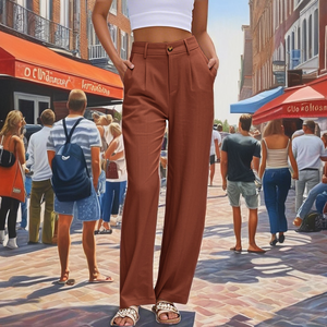 Shorts Cargo Casuales de Verano para Mujer, Corte Holgado, Cintura Media, con Bolsillos Grandes, Cintura Elástica, Poliéster/Algodón - Product Image 2