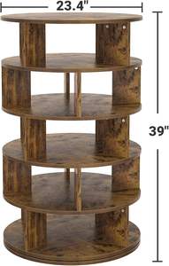 Scarpiera Girevole, Organizzatore per Scarpe in Legno a 5 Ripiani per Armadio, Torre Portascarpe Rotante a 360° Salvaspazio - Product Image 3