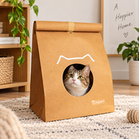 Maison pliable pour chat en papier kraft lavable, lit pour animaux d'intérieur avec surface à gratter, logo personnalisé OEM, taille personnalisée, sac à dos pour animaux de compagnie