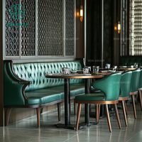 Luxe haut de gamme rond demi-cercle en cuir incurvé hôtel café restaurant Table chaise ensembles stand sièges meubles stand