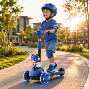 Monopattino a 3 Ruote per Bambini LeaderWay Serie Captain America Blu Nero con Ruote Luminose LED Regalo per Ragazzi Sport all'Aperto - Product Image 1