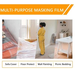 <span class=keywords><strong>Film</strong></span> de masquage PE anti-poussière pré-adhésif CW pour usage agricole, longueur 20m, largeur 110-300cm, protection pour peinture de meubles par pulvérisation - Product Image 5