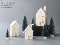BESTCERA Porcelaine Maisons de village de Noël Maison de Noël en céramique avec lumière LED