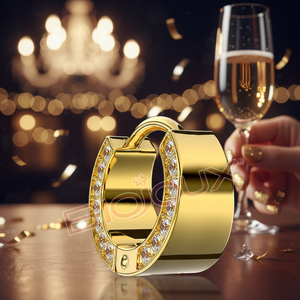 Aros de Acero Inoxidable Dakota Golden de 12 mm para Mujer, Modernos, Hipoalergénicos, con Cristales de Estrás para Fiesta - Product Image 3