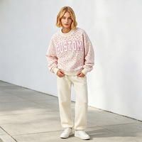 Sudadera Oversize Personalizada para Mujer con Estampado Floral, Cuello Alto Simulado, Apliques y Logotipo Personalizado, Estilo Cottagecore Casual