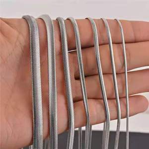 High Quality Soft Herringbone Flat Snake Chain Necklace - 18K Gold Plated Stainless Steel for Men and Women - Product Image 6