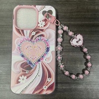 Coque de téléphone PC Cœur Diamant avec chaîne pour iPhone 18 17 16 15 14 13 12 11 et Samsung A27 A57 A55 A17 A16 A15 – Housse arrière tendance pour filles