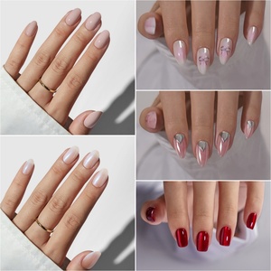 Faux ongles à presser BTArtbox courts ovales en gel, vente en gros, faux ongles de haute qualité, couleur unie, gel souple, ongles à presser rouges pour Halloween - Product Image 5