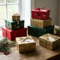Boîtes cadeaux de Noël de luxe avec ruban |   Emballage en papier pré-plié pour parfum et portefeuille |   Inserts personnalisables disponibles
