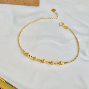 Xinfly High Quality 18K Real Gold Twist Bracelet Trendy Au750 Adjustable Heart Pendant Jewelry <b>Rope</b> <b>Chain</b> for Women - Product Image 2