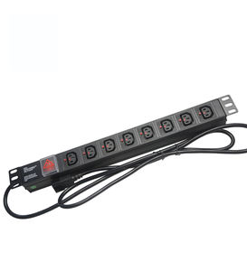 Unidad de Distribución de Energía (PDU) LE IEC C13 con Interruptor, 19 Pulgadas, Aleación de Aluminio, 220V 10A, para Armario de Red - Product Image 1
