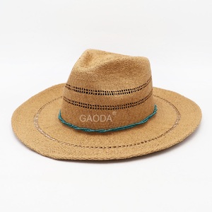 K Mùa xuân mùa hè phong cách mới đơn giản rỗng Máy dệt Vành Lớn Giấy rơm mũ cao bồi - Product Image 1