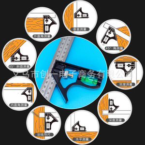 ZHCY Movable Combination <b>Square</b> 300mm Stainless Steel High Precision Level Woodworking <b>Tool</b> - Product Image 3