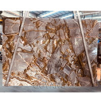 Carreaux de sol en marbre de style européen, décoratifs, luxueux, uniques, en onyx doré, pierre naturelle, grande dalle, motif pour villa