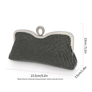 Bolso de Mano de Lujo con Cristales de Alta Calidad para Fiesta, Cartera de Noche con Pedrería para Mujer, con Cadena - Product Image 6