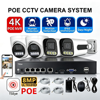 TSEye 4K 8MP POE Kamera 4-Kanal IP66 NVR Kit Außen-IP-Sicherheitsüberwachungskamera mit Menschlicher Bewegungserkennung und Überwachungssystem