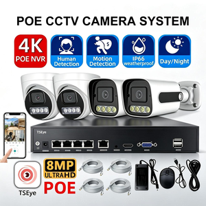 กล้อง TSEye 4K 8MP POE 4 ช่อง IP66 ชุด NVR กล้องวงจรปิดรักษาความปลอดภัยกลางแจ้ง ระบบตรวจจับความเคลื่อนไหวของมนุษย์ - Product Image 1