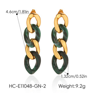 Lightweight Waterproof Resin Twist <b>Chain</b> <b>Stud</b> <b>Earrings</b> Glossy Stainless Steel Gold Plated Ear Ornaments For Female Party Gifts - Product Image 5