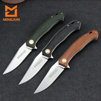 Couteau pliant miniature d'extérieur avec lame en acier D2 revêtue de titane Damas, couteau utilitaire et de camping