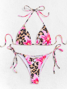 Pakaian Pantai Motif Leopard Wanita Musim Panas 2 Potong Set Bikini Seksi Pakaian Renang Pakaian Pantai Baju Renang - Product Image 2