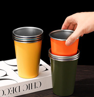 Gobelets empilables en acier inoxydable 304 personnalisés, gobelets à eau pour enfants et adultes, verres à boire en métal pour les voyages et le camping