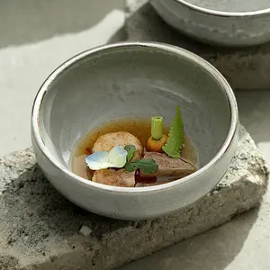 Factory Direct Wholesale Nordic Style Restaurant Rustic Ceramic Porcelain Serving Fruit Salad Bowls Soup Bowl