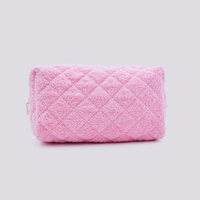 Mode toilette cosmétiques sac Floral tissu éponge voyage soins de la peau pochette rose clair serviette maquillage sacs avec vichy à l'intérieur