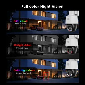 5MP Ultra HD disuasión activa alarma de luz roja y azul de seguridad cctv domo PTZ visión nocturna a todo color 3 pulgadas Poe PTZ cámara IP