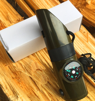 Sifflet de survie extérieur personnalisé à haut décibel avec boussole, lampe torche LED, réflecteur et cordon pour le camping