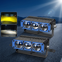 Projecteur LED de calandre 3 lentilles bicolore jaune et blanc, faisceau haut/bas, 12V-60V, étanche, pour camion et SUV tout-terrain