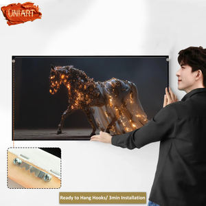 Peintures de chevaux noirs équestres de luxe, majestueuses et dorées, à motifs floraux, pour la décoration, art mural sur toile brillant - Product Image 4