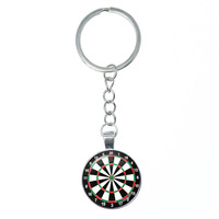 Porte-clés pendentif cible de fléchettes, style vintage européen et américain, bijou de l'histoire