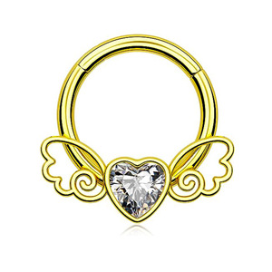 Heart-Shaped Stainless Steel <b>Nose</b> <b>Ring</b> With Zircon Crystal For Fashion Piercing Jewelry - Product Image 3