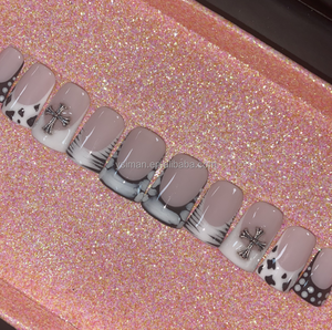 <span class=keywords><strong>Uñas</strong></span> Postizas <span class=keywords><strong>de</strong></span> <span class=keywords><strong>Navidad</strong></span> con Diseño <span class=keywords><strong>de</strong></span> Moda, Personalizadas, Ovaladas Medianas, Francesas Negras con Mariposas Blancas, <span class=keywords><strong>Uñas</strong></span> Acrílicas ABS - Product Image 6