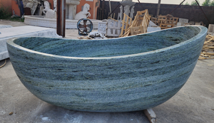 Bañera independiente de mármol verde Alpi, bañera de piedra natural sólida para baño de villa de lujo - Product Image 4
