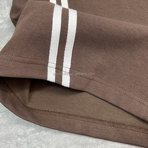 Conjunto de Sudadera con capucha de gran tamaño de felpa francesa de alta calidad, conjunto de sudadera y pantalones de chándal con cremallera de cuarto, chándales holgados de algodón personalizados para hombres - Product Image 4