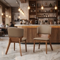 Chaise en bois rembourrée sans accoudoirs, écologique, traditionnelle, pour salle à manger, restaurant, salon, avec coussin en cuir PU, pour usage hôtelier