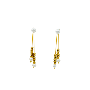 Modernos Pendientes Geométricos Chapados en Oro con Imitación de Perla y Aleación de Zinc para Fiesta, de la Colección de Joyería - Product Image 2