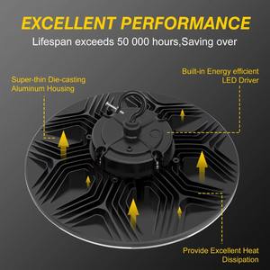 Projecteur UFO 300W homologué DLC pour éclairage de grande hauteur, IP65, lumière du jour 5000K, corps en aluminium, pour entrepôt et atelier, garantie 5 ans - Product Image 6