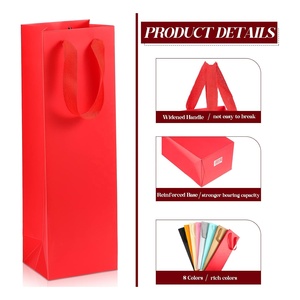 Bouteille unique de vin coloré avec poignée Mariages anniversaires Fournitures de fête de Noël <span class=keywords><strong>sac</strong></span> en <span class=keywords><strong>papier</strong></span> de vin rouge personnalisé - Product Image 4