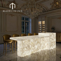 Table à manger en pierre de cristal blanche translucide naturelle avec rétroéclairage LED pour cuisine, salon, villa, restaurant